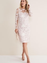 Phase Eight Pink Annika Tapework Dress - Image 3 of 6