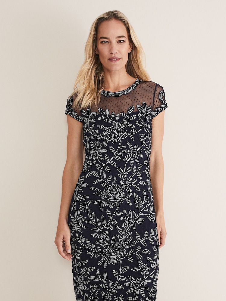 Phase Eight Blue Zila Tapework Dress - Image 1 of 6