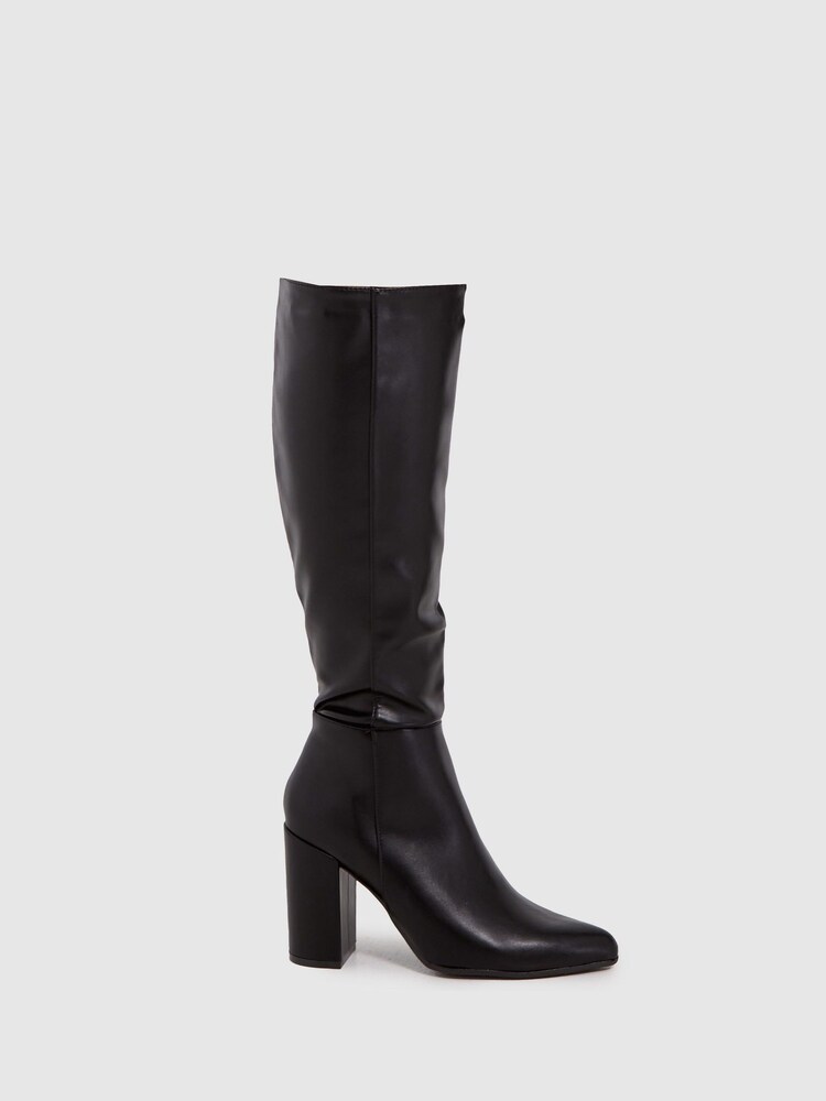 Schuh Black Delta Block Heel Knee Boots - Image 1 of 4