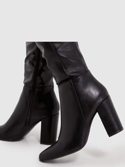 Schuh Black Delta Block Heel Knee Boots - Image 3 of 4