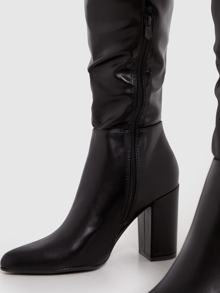 Schuh Black Delta Block Heel Knee Boots - Image 4 of 4