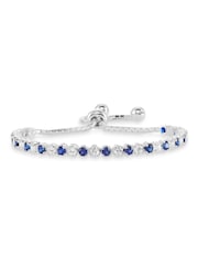 Beaverbrooks Sterling Silver Synthetic Sapphire and Cubic Zirconia Bracelet - Image 1 of 4