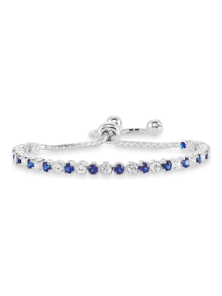 Beaverbrooks Sterling Silver Synthetic Sapphire and Cubic Zirconia Bracelet - Image 1 of 4