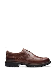 Clarks Brown Leather Batcombe Tie Shoes - Image 1 of 7