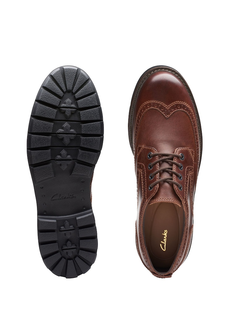 Clarks Brown Leather Batcombe Tie Shoes - Image 7 of 7