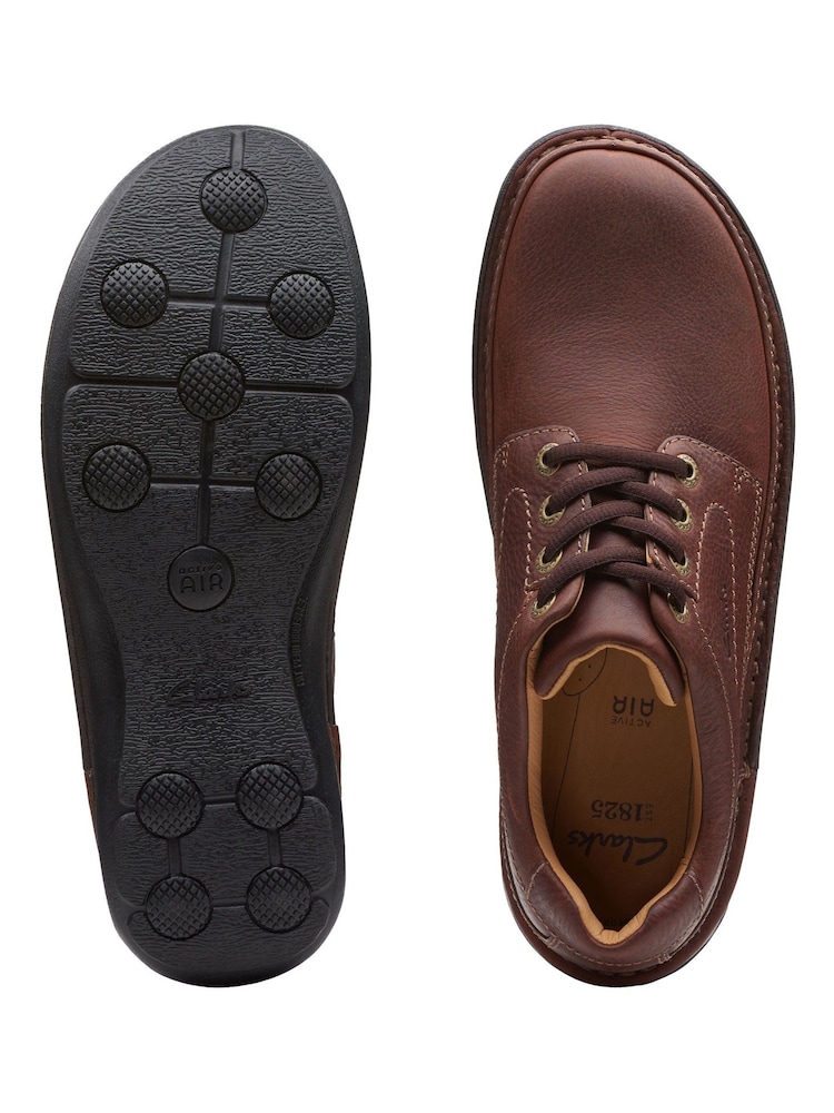 Clarks Brown Wide Fit (H) Mahogany Leather Nature Three Shoes - Image 7 of 7