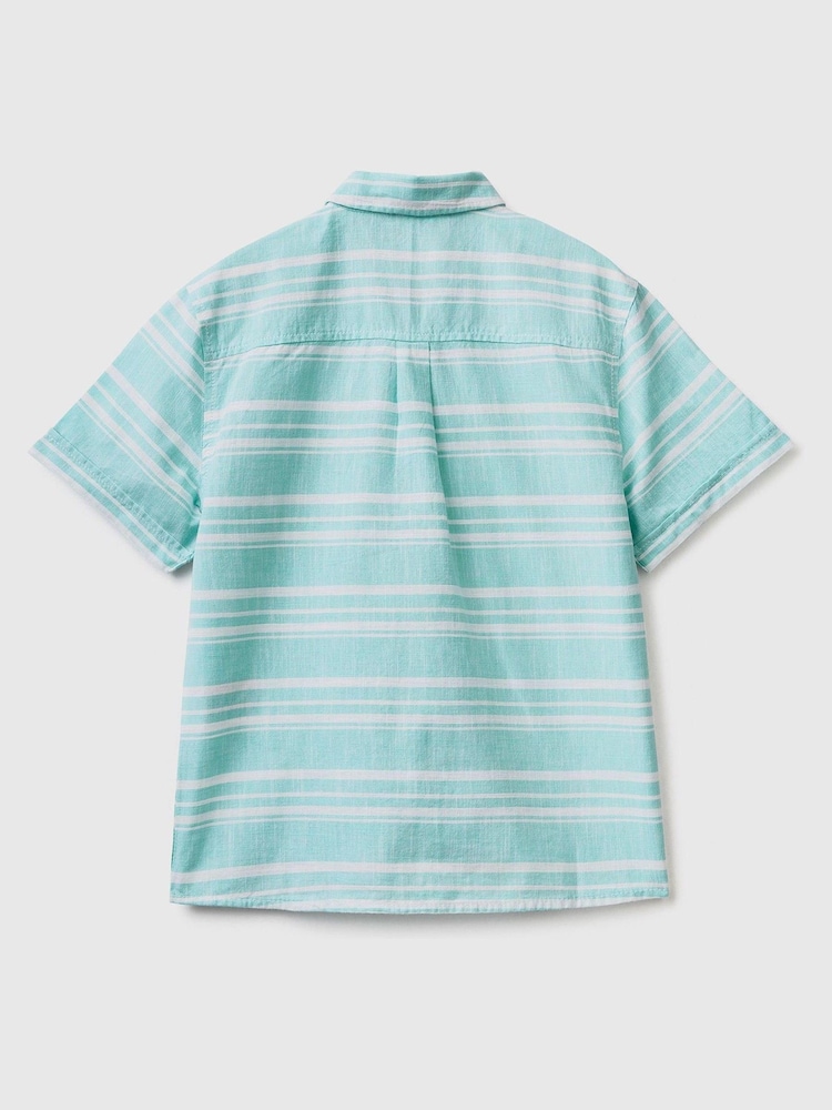Benetton Blue Striped Short Sleeve Shirt - Image 2 of 3