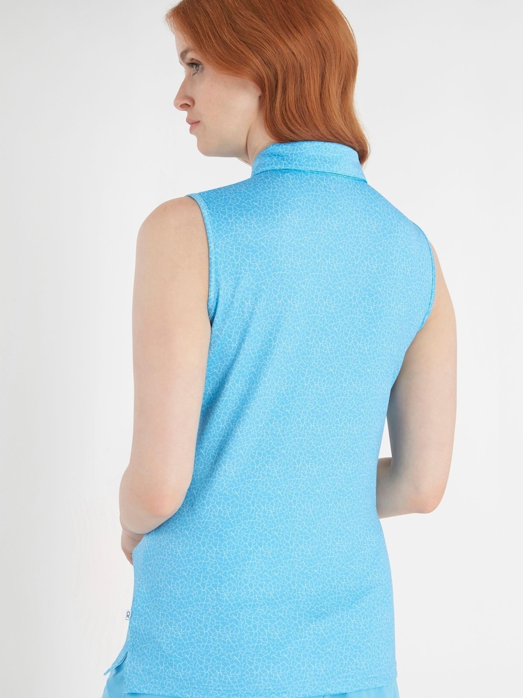 Calvin Klein Golf Blue Crackle Sleeveless Polo Shirt - Image 2 of 9