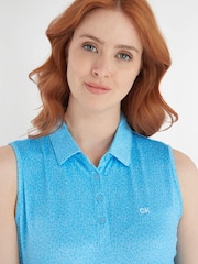 Calvin Klein Golf Blue Crackle Sleeveless Polo Shirt - Image 4 of 9