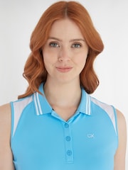 Calvin Klein Golf Blue Mohawk Sleeveless Polo Shirt - Image 4 of 8