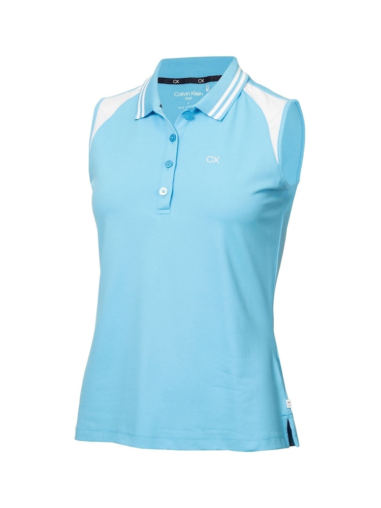 Calvin Klein Golf Blue Mohawk Sleeveless Polo Shirt - Image 5 of 8