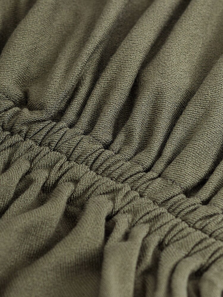 Khaki Green Ruched Jersey Midi Dress - Image 6 of 6