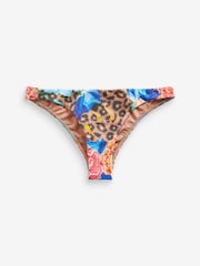 Rosa/Braun, geblümt, Leopard - Myleene Klass brasilianische Bikini-Slips mit hohem Bein​​​​​​​ - Bild 5 von 5