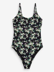 Black Ditsy Floral Print Essential Scoop Swimsuit - Image 5 of 5