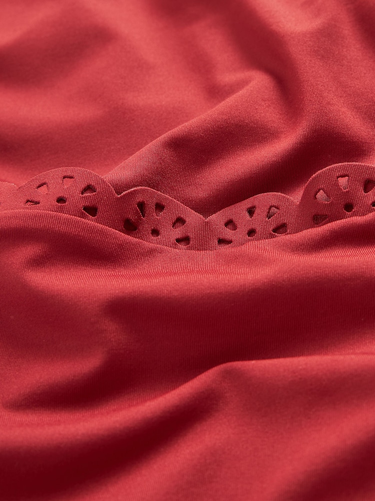 Berry Red Laser Cut Tummy Control Plunge Swimsuit - Image 6 of 6
