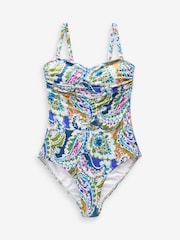 Purple Paisley Tummy Control Ruched Bandeau Swimsuit - Image 5 of 6
