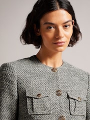 Ted Baker Faraae Black Cropped Boucle Jacket - Image 2 of 5
