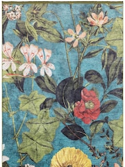 Teal Blue Clarke & Clarke Passiflora Rug - Image 2 of 4
