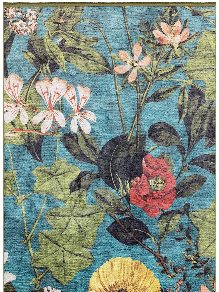 Teal Blue Clarke & Clarke Passiflora Rug - Image 2 of 4