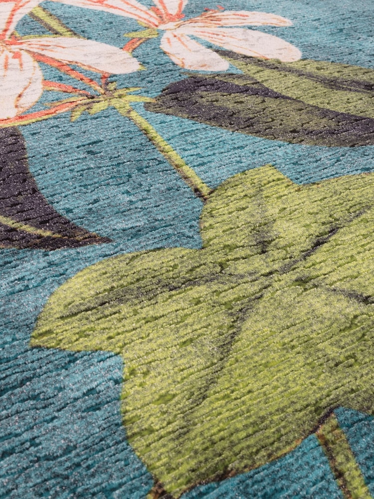 Teal Blue Clarke & Clarke Passiflora Rug - Image 4 of 4