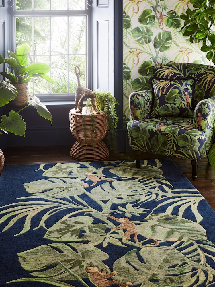 Blue Clarke & Clarke Monkey Business Rug - Image 1 of 4