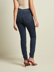 Inky Blue Single Button Lift, Slim & Shape Skinny Jeans - Image 3 of 6