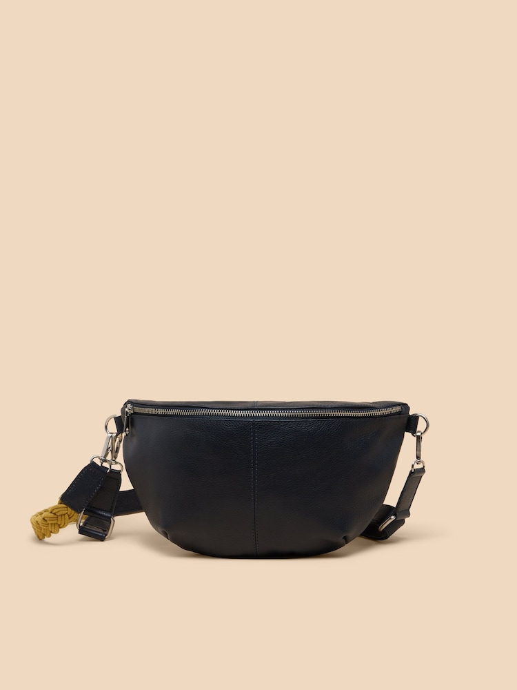 White Stuff Blue Sebby Leather Sling Cross-Body Bag - Image 1 of 4