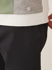 Зеленый/белый - Short Sleeve Black/Tan Brown Vertical Block Polo Shirt - Image 6 of 10