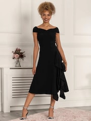 Jolie Moi Black Desiree Frill Fit & Flare Dress - Image 1 of 7