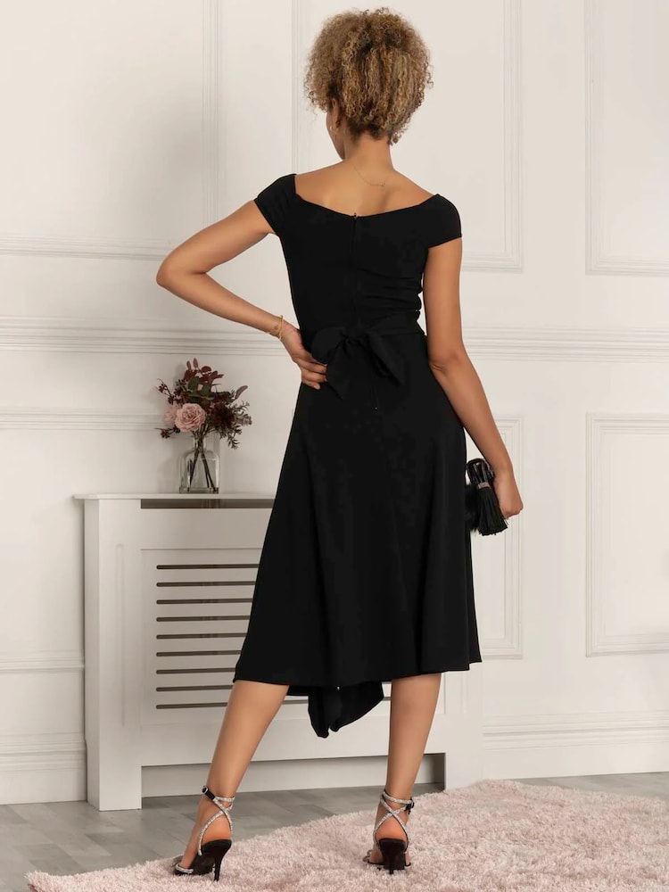 Jolie Moi Black Desiree Frill Fit & Flare Dress - Image 2 of 7
