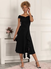 Jolie Moi Black Desiree Frill Fit & Flare Dress - Image 3 of 7