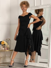 Jolie Moi Black Desiree Frill Fit & Flare Dress - Image 5 of 7