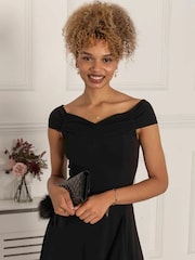 Jolie Moi Black Desiree Frill Fit & Flare Dress - Image 6 of 7