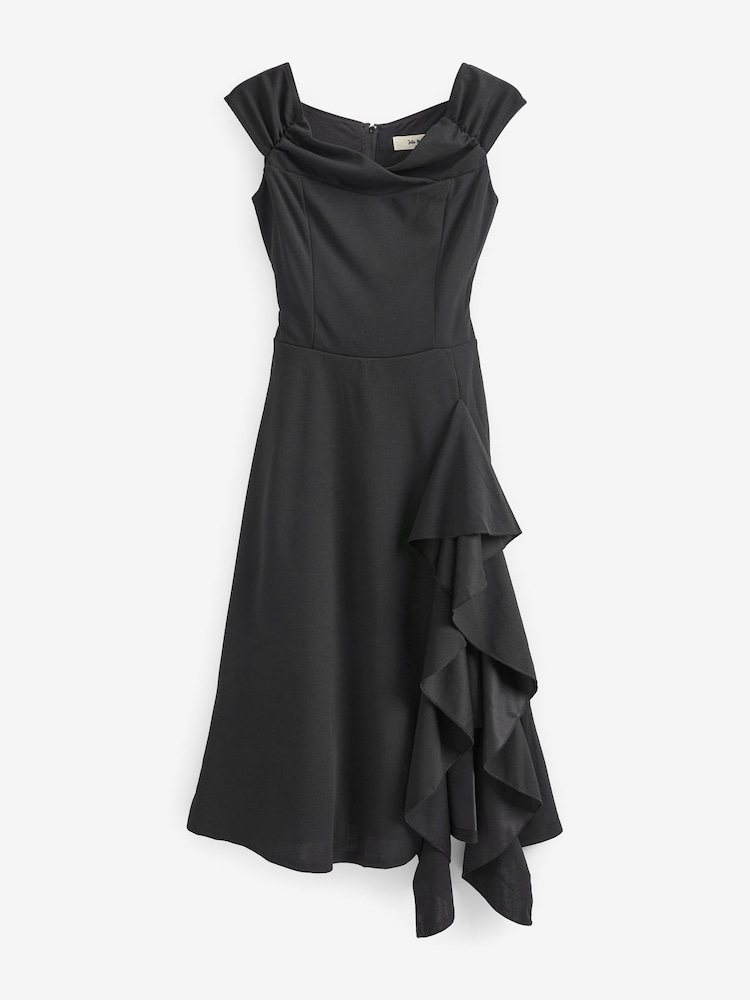 Jolie Moi Black Desiree Frill Fit & Flare Dress - Image 7 of 7 Jolie Moi Black Desiree Frill Fit & Flare Dress - Image 7 of 7