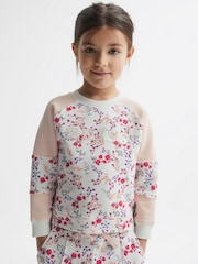 Reiss Pink Print Billy Floral Printed Crew Neck Jumper - Image 1 of 6