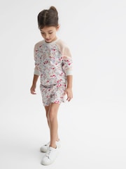 Reiss Pink Print Billy Floral Printed Crew Neck Jumper - Image 3 of 6