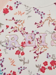Reiss Pink Print Billy Floral Printed Crew Neck Jumper - Image 6 of 6
