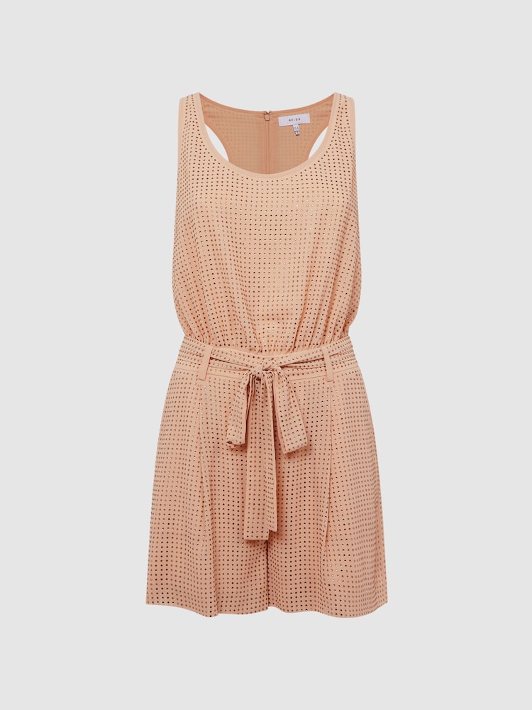 Reiss Nude Serena Embellished Sleeveless Playsuit - Image 2 of 6