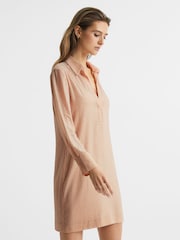 Reiss Nude Austin Embellished Mini Shirt Dress - Image 6 of 6