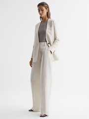 Reiss White Arleth Collarless Pinstripe Blazer - Image 8 of 8