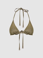 Reiss Gold Allie Metallic Halter Bikini Top - Image 2 of 6