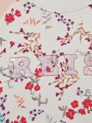 Reiss Pink Print Billy 9-12 yrs Floral Printed Crew Neck Jumper - Image 6 of 6