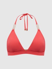 Reiss Bright Coral Ripley Triangle Bikini Top - Image 2 of 5