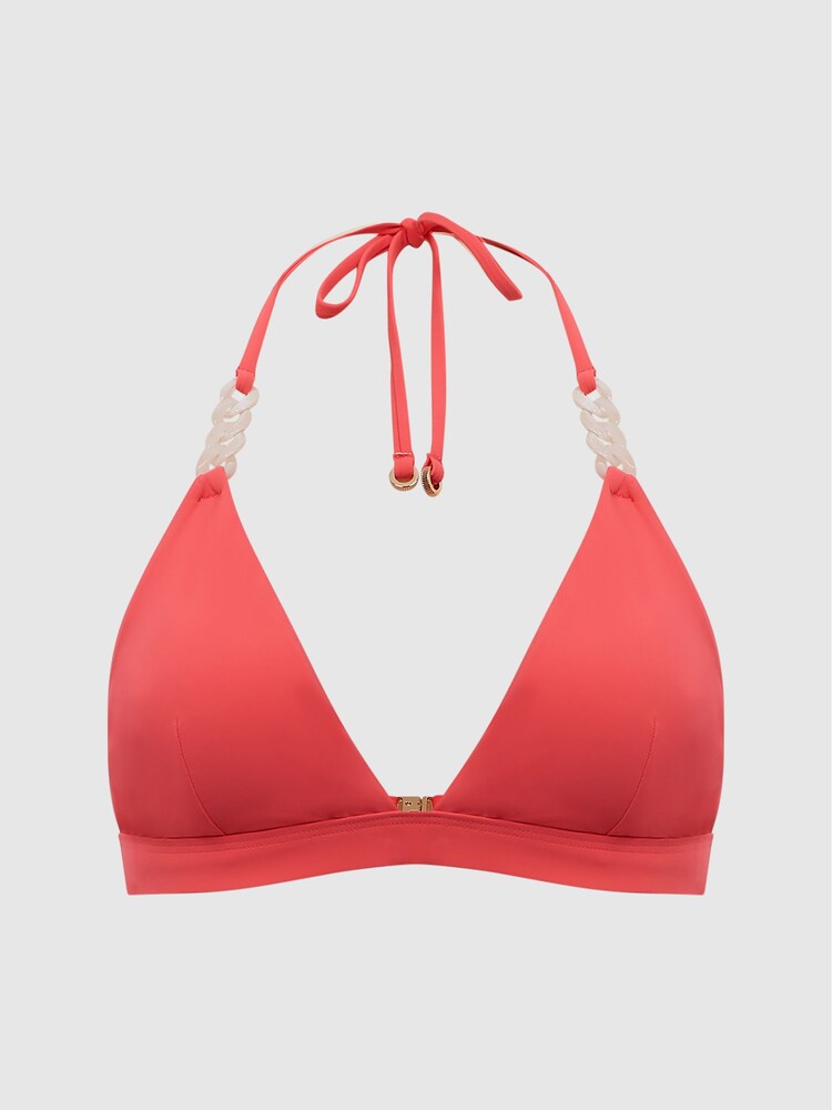 Reiss Bright Coral Ripley Triangle Bikini Top - Image 2 of 5 Reiss Bright Coral Ripley Triangle Bikini Top - Image 2 of 5