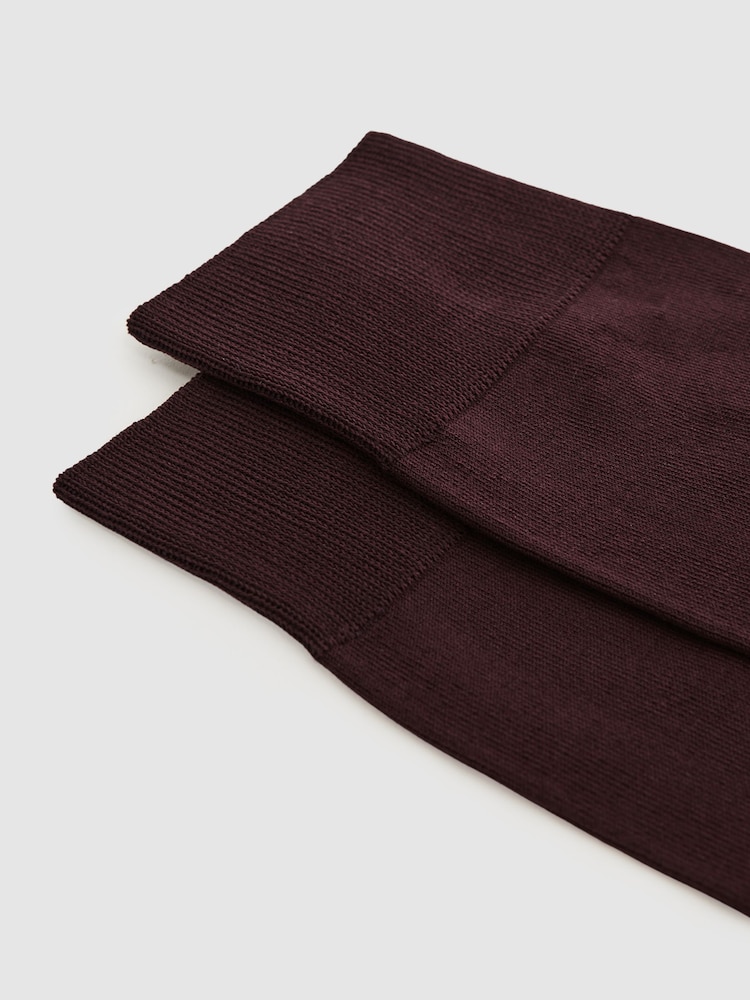 Reiss Bordeaux Mari Mercerised Cotton Blend Sock - Image 2 of 3
