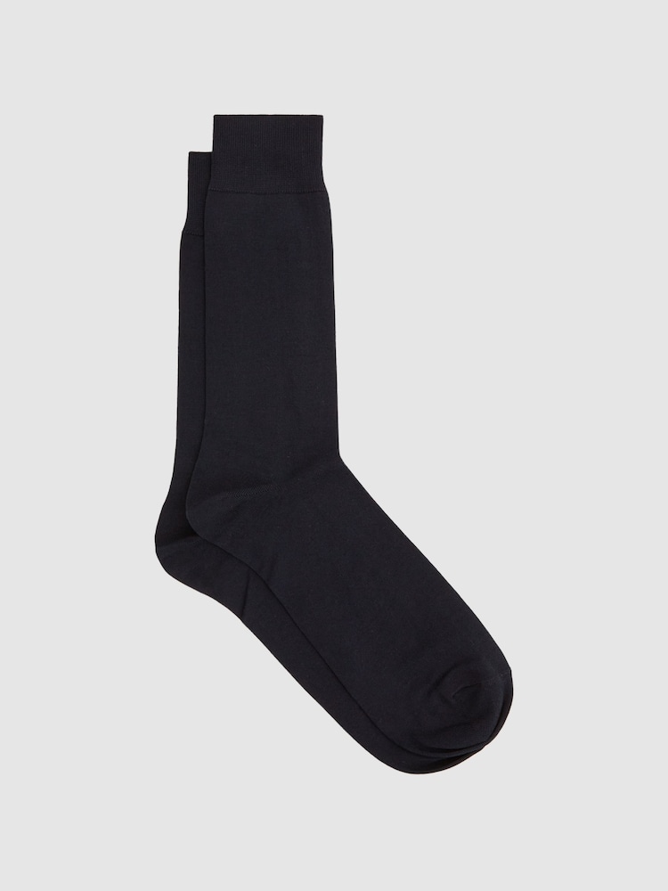 Reiss Navy Mari Mercerised Cotton Blend Sock - Image 1 of 3