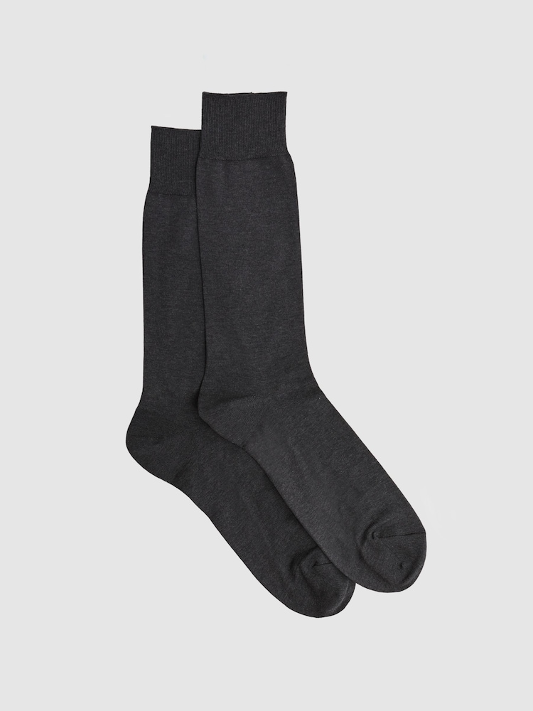 Reiss Mid Grey Mari Mercerised Cotton Blend Sock - Image 1 of 4