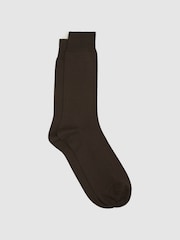 Reiss Chocolate Mari Mercerised Cotton Blend Sock - Image 1 of 3