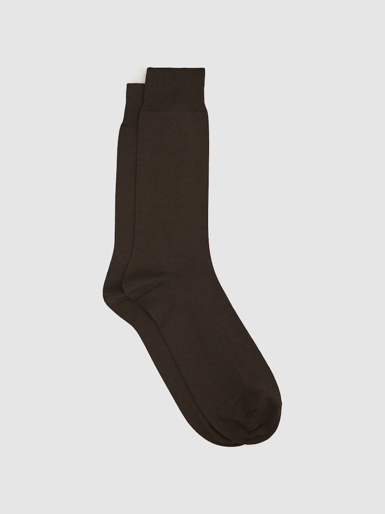 Reiss Chocolate Mari Mercerised Cotton Blend Sock - Image 1 of 3