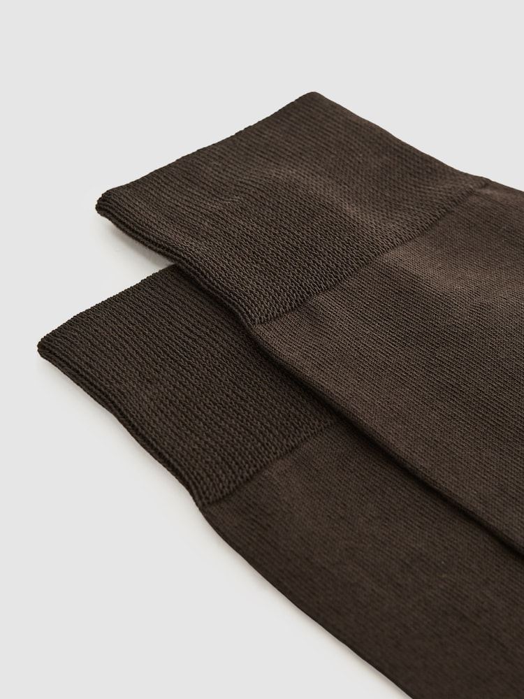 Reiss Chocolate Mari Mercerised Cotton Blend Sock - Image 2 of 3 Reiss Chocolate Mari Mercerised Cotton Blend Sock - Image 2 of 3